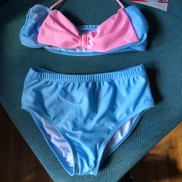 NWT-Girls Size 12 High Waist Bathing Suit - Picture 1 of 6